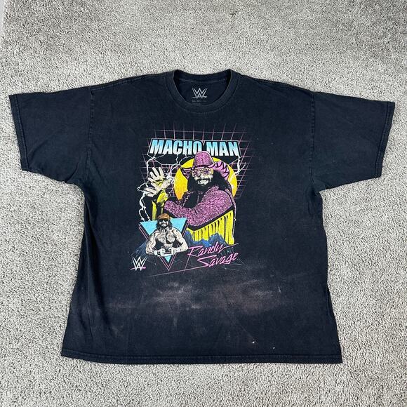 WWE Shirt Mens XXL 2XL Black Purple Macho Man Randy Savage Short Sleeve - Picture 1 of 10
